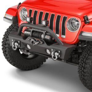 TACTIK Stubby Front Bumper with Hoop for 18-26 Jeep Wrangler JL & Gladiator JT